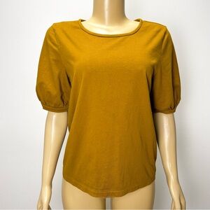 Madewell Golden Mustard Brown Puff Sleeve Blouse Size Medium‎